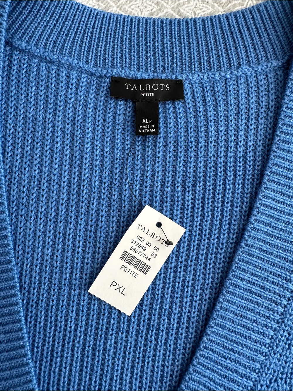 NEW! TALBOTS V-Neck Knit Sweater Vest Bright Cornflower Blue Size XL Petite - Picture 4 of 7